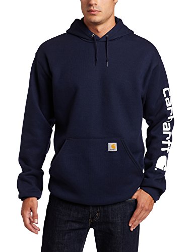 Carhartt K288 Sudadera con capucha para hombre, logotipo de la firma en la manga, peso medio - Azul - X-Large