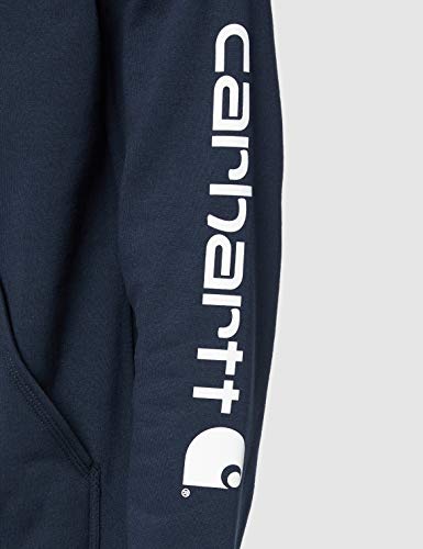 Carhartt Midweight Sleeve Hooded Sweatshirt Workwear Sudadera con Capucha Original Fit con Logo Manga Azul Marino L, New Navy, Hombre
