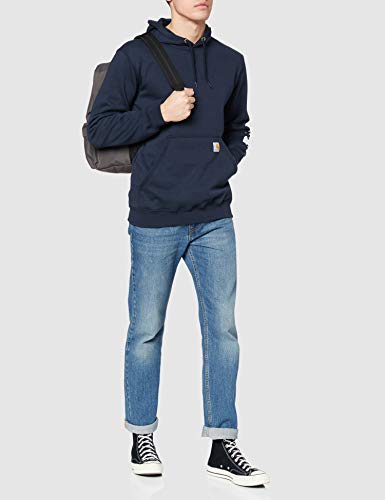 Carhartt Midweight Sleeve Hooded Sweatshirt Workwear Sudadera con Capucha Original Fit con Logo Manga Azul Marino L, New Navy, Hombre