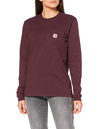 Carhartt Pocket Long-Sleeve T-Shirt Camisetas, Deep Wine, Medium para Mujer