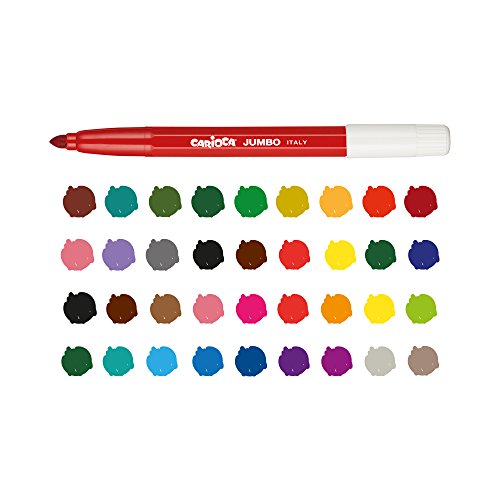 Carioca Jumbo Bote con ASA | 42312 - Bote de Rotuladores Punta Maxi Super Lavables, Colores Surtidos, 50 Unidades