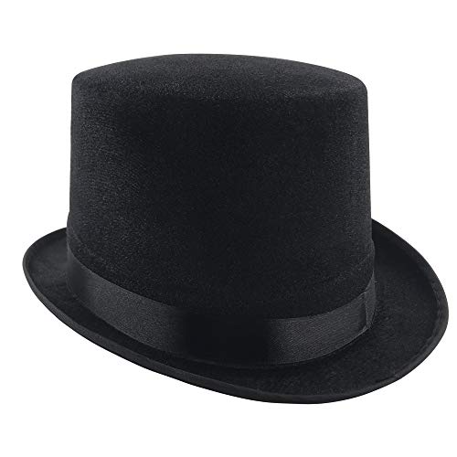 Carnavalife, Sombrero Chistera, Sombrero de Copa, de Fieltro Satén, Sombrero Mago con Cinta de Raso para Carnaval, Halloween, Fiestas, etc