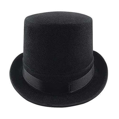 Carnavalife, Sombrero Chistera, Sombrero de Copa, de Fieltro Satén, Sombrero Mago con Cinta de Raso para Carnaval, Halloween, Fiestas, etc