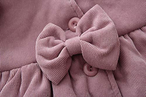 Carolilly Abrigo de invierno para niña recién nacida con capucha de manga larga a la moda, chaqueta de invierno cálida de color liso para bebé Rosa 6- 9 meses