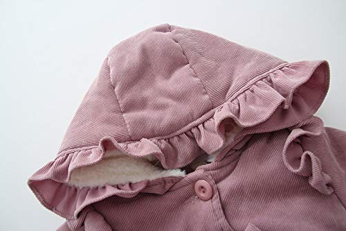 Carolilly Abrigo de invierno para niña recién nacida con capucha de manga larga a la moda, chaqueta de invierno cálida de color liso para bebé Rosa 6- 9 meses