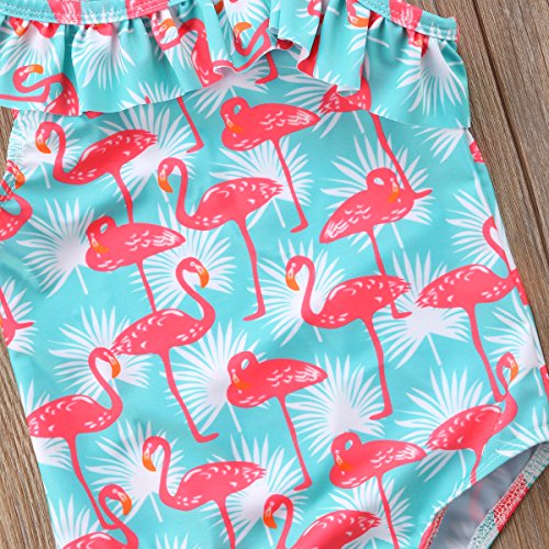 Carolilly Conjunto de Bikini para Niña Traje de Ropa Bebé de Una Pieza Bañador Traje de Baño Niñas con Estampado de Flamenco