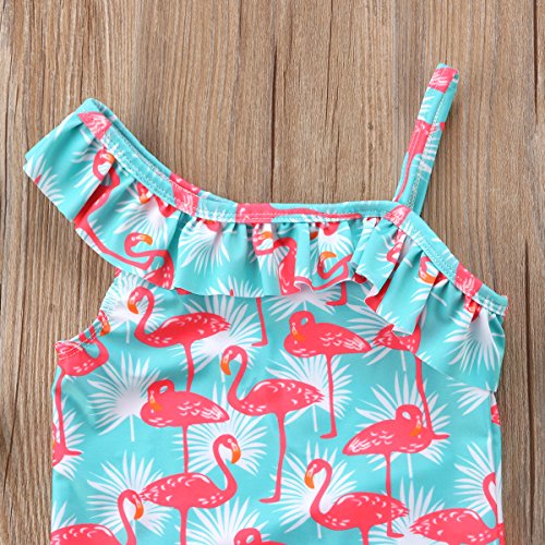 Carolilly Conjunto de Bikini para Niña Traje de Ropa Bebé de Una Pieza Bañador Traje de Baño Niñas con Estampado de Flamenco