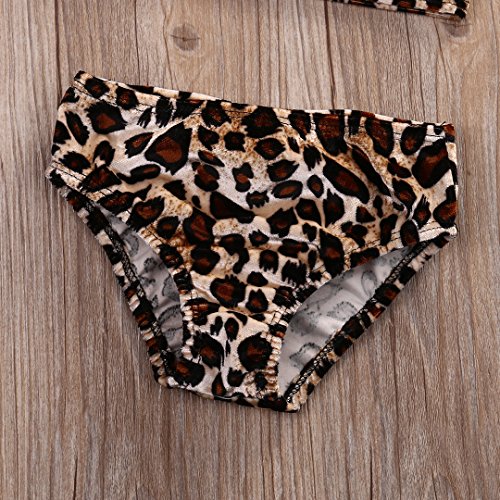 Carolilly Traje de Baño 3 Piezas para Niña Bikini sin Tirantes Estilo Leopardo Bebé Niñas (0-8 años)