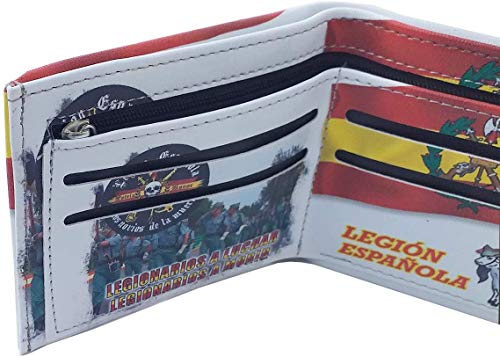 Cartera LEGIÓN 11x9,5 cm Impresa con Grabado de la legión Española para Regalo, Monedero, Cartera de Hombre y Mujer Albainox 34950 + Portabotellas de Regalo