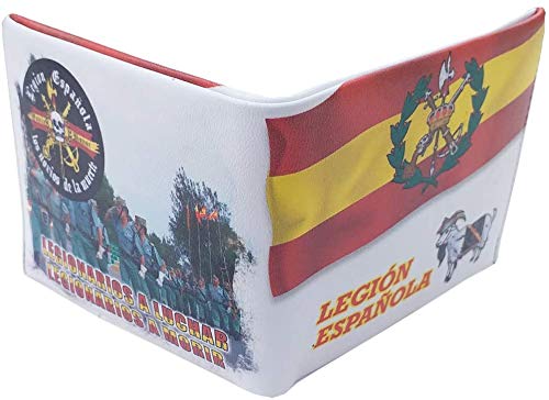 Cartera LEGIÓN 11x9,5 cm Impresa con Grabado de la legión Española para Regalo, Monedero, Cartera de Hombre y Mujer Albainox 34950 + Portabotellas de Regalo