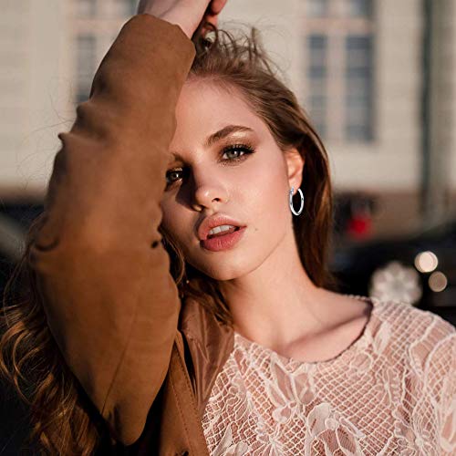 CASSIECA 3 Pares 925 Plata De Ley Pendiente De Aro Fino para Mujeres Niñas Pendientes De Aro Tipo Criolla Con Cierre De Bisagra Pendientes Antialérgicos Caja de Joyería Embalaje Regalo de Navidad