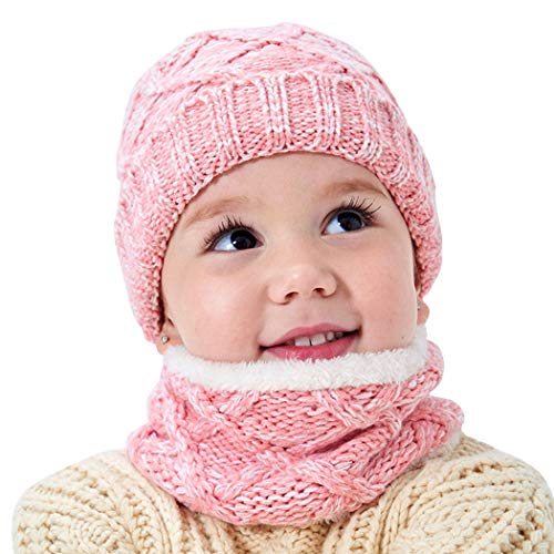 Casue - Juego de Sombrero y Bufanda para bebé (2 Unidades) Rosa Rosa