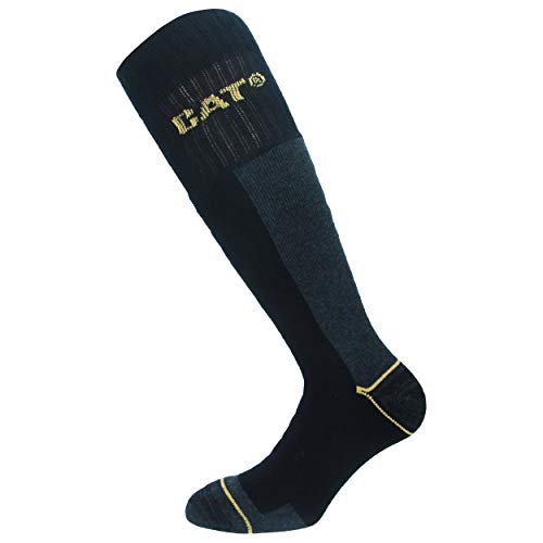 Caterpillar 4 Pares Calcetines Trabajo Largos, Algodón (Negro, 43-46)