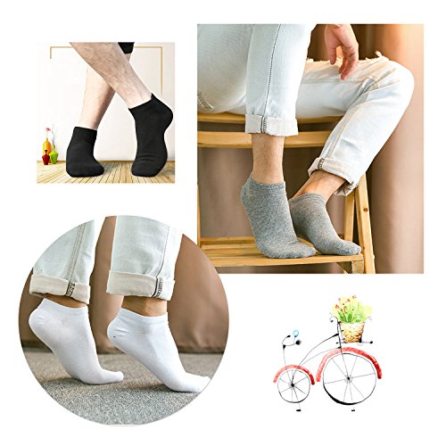 Caudblor 12 Pares No Show calcetines de corte bajo para hombres y mujeres, Negro/Hombre