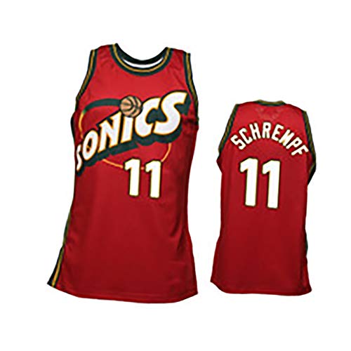 CBVB Jersey de Baloncesto para Hombre, Seattle # 11 Maledon Formning Jersey para Deportes al Aire Libre y Ropa Diaria, Camiseta Bordada Swingman Red-LXL