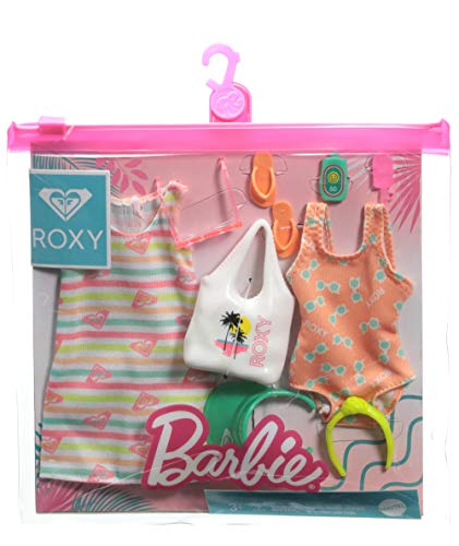 CDU Barbie Pack de Moda Licencia Roxy: Ropa de muñeca con bañador y kaftán (Mattel GRD57)