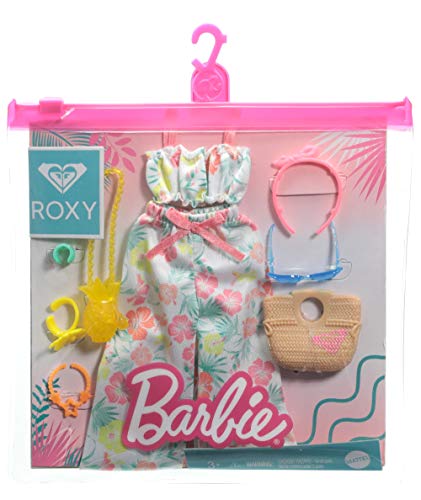 CDU Barbie Pack de moda licencia Roxy: ropa de muñeca conjunto 2 piezas tropical (Mattel GRD58)