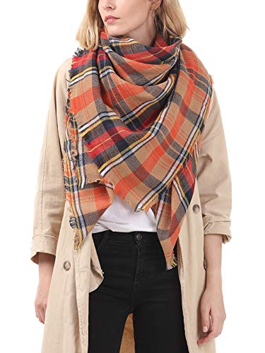Century Star - Bufanda de tartán para mujer, diseño de bufanda con borlas cálidas y elegantes -  -  Talla única