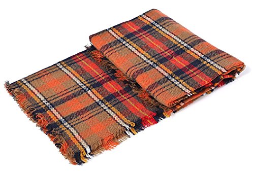 Century Star - Bufanda de tartán para mujer, diseño de bufanda con borlas cálidas y elegantes -  -  Talla única
