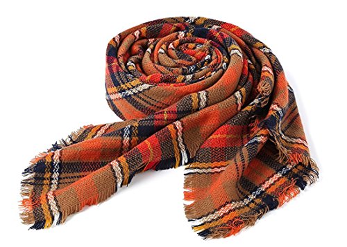 Century Star - Bufanda de tartán para mujer, diseño de bufanda con borlas cálidas y elegantes -  -  Talla única