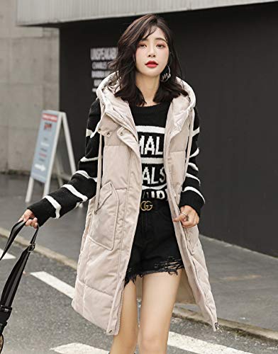 CFCYS Chaleco De Plumas para Mujer,Chaqueta De Chaleco Acolchada Sin Mangas, Abrigo Informal,Chaleco Acolchado Medio Largo para Damas Niñas Invierno Al Aire Libre Viaje De Escalada,Beig