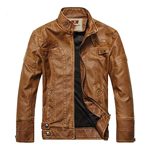 CFWL Chaqueta De Cuero PU De Terciopelo para Hombre Chaqueta De Cuero Europea Y Americana Chaqueta De Hombre Amarillo XXXL para Bicicleta Hombrechaqueta Vaquera Vintage Hombrechaquetas De Manga