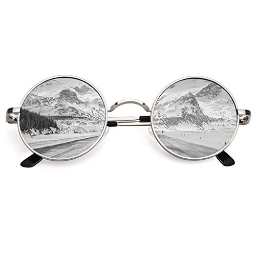 CGID E01 Estilo Vintage Retro Lennon inspirado círculo metálico redondo gafas de sol polarizadas para hombres y mujeres