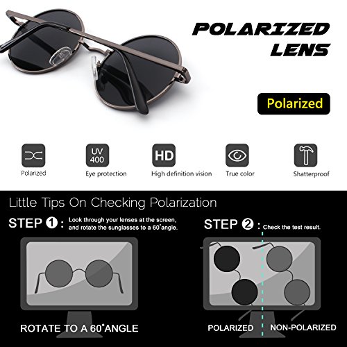 CGID E01 Estilo Vintage Retro Lennon inspirado círculo metálico redondo gafas de sol polarizadas para hombres y mujeres