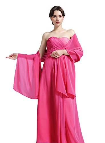 Chal de gasa para mujer para novia/boda/fiesta noche S-01  rosa rosa (b)