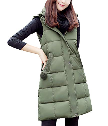Chaleco Acolchado Mujer Elegante Largos Otoño Invierno Pluma Camisolas Encapuchado Termica Espesor Sin Mangas Informales Fashion Especial Estilo Colores Sólidos Chaleco Chaquetas Abrigos