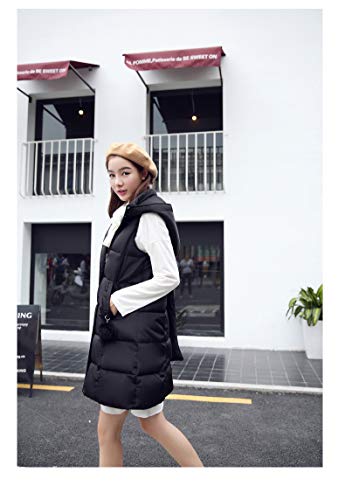 Chaleco Acolchado Mujer Elegante Largos Otoño Invierno Pluma Camisolas Encapuchado Termica Espesor Sin Mangas Informales Fashion Especial Estilo Colores Sólidos Chaleco Chaquetas Abrigos