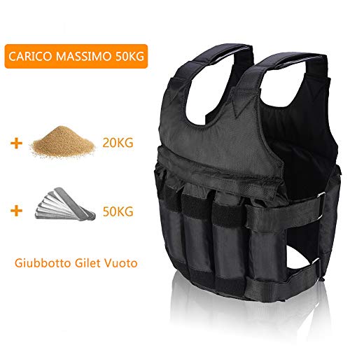 Chaleco Ajustable Chaleco con Peso Extraíble 50 Kg Chaleco Ajustable Ponderado para Entrenamiento Entrenamiento Físico (Vacío)