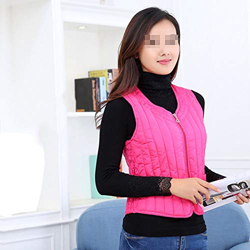 Chaleco Cálido Acolchado para Mujer,OtoñO E Invierno De Mediana Edad De Gran Tamaño Algodón Abajo Chaleco Cremallera Completa Chaleco Corto H-M