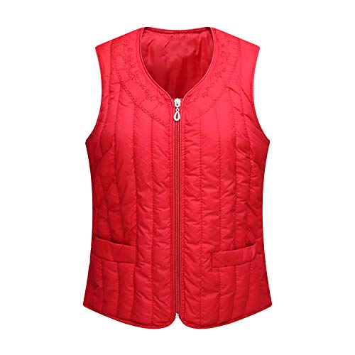 Chaleco Cálido Acolchado para Mujer,OtoñO E Invierno De Mediana Edad De Gran Tamaño Algodón Abajo Chaleco Cremallera Completa Chaleco Corto H-M