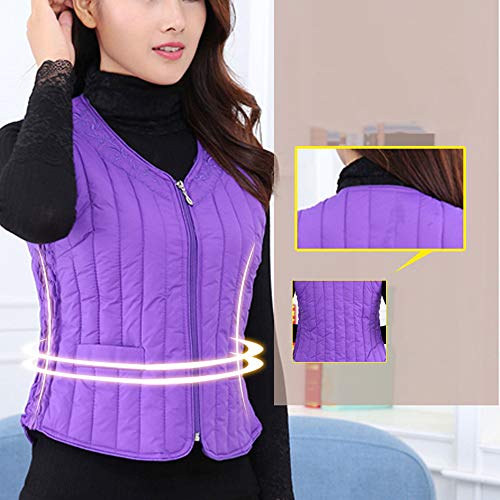 Chaleco Cálido Acolchado para Mujer,OtoñO E Invierno De Mediana Edad De Gran Tamaño Algodón Abajo Chaleco Cremallera Completa Chaleco Corto H-M