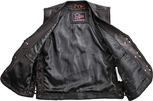 Chaleco de piel para hombre, color negro