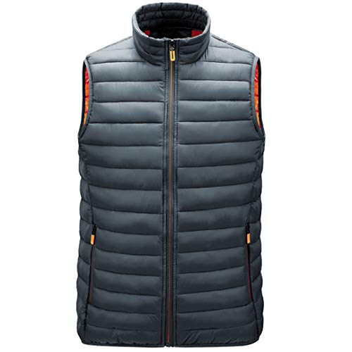 Chaleco para Hombre Chaquetas sin Mangas Chaleco cálido Homme Invierno Chaleco de algodón Acolchado Informal Black XXL