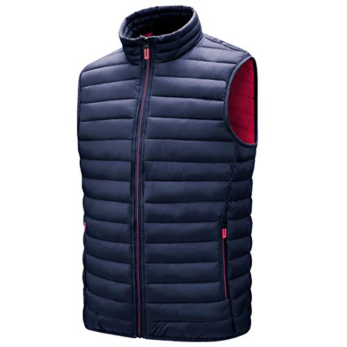 Chaleco para Hombre Chaquetas sin Mangas Chaleco cálido Homme Invierno Chaleco de algodón Acolchado Informal Dark Blue XL