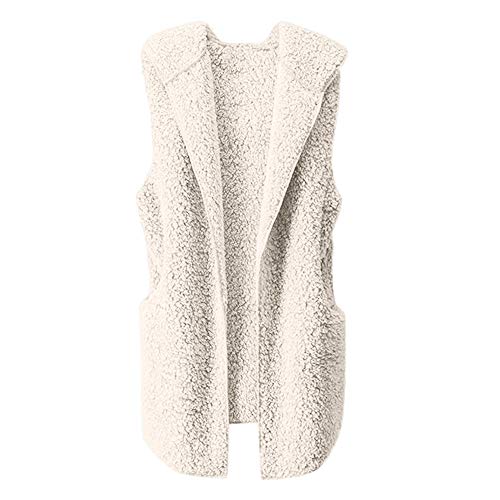 Chaleco para Mujer Calentar Abrigo con Capucha de Abrigo de Invierno Abrigo Informal Chaqueta de Abrigo Chaleco sin Mangas de Felpa con Capucha Outwear riou