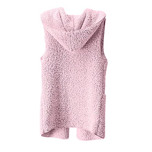 Chaleco para Mujer Calentar Abrigo con Capucha de Abrigo de Invierno Abrigo Informal Chaqueta de Abrigo Chaleco sin Mangas de Felpa con Capucha Outwear riou
