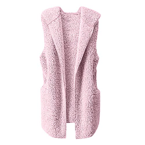 Chaleco para Mujer Calentar Abrigo con Capucha de Abrigo de Invierno Abrigo Informal Chaqueta de Abrigo Chaleco sin Mangas de Felpa con Capucha Outwear riou