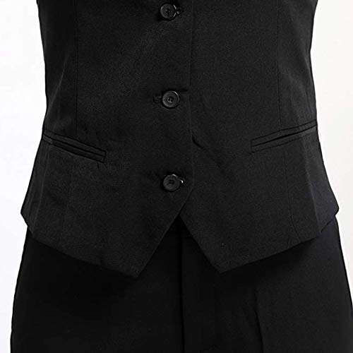 Chaleco para Mujeres Formal Vestido Traje Chaleco sin Mangas para Cafe Bar Tienda Camarera Trabajo Chaleco Chaqueta Outwear (Negro, Etiqueta XL(EU M)/ Busto: 37")