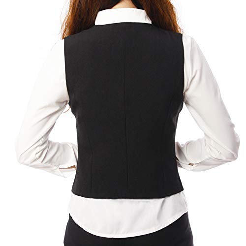 Chaleco para Mujeres Formal Vestido Traje Chaleco sin Mangas para Cafe Bar Tienda Camarera Trabajo Chaleco Chaqueta Outwear (Negro, Etiqueta XL(EU M)/ Busto: 37")
