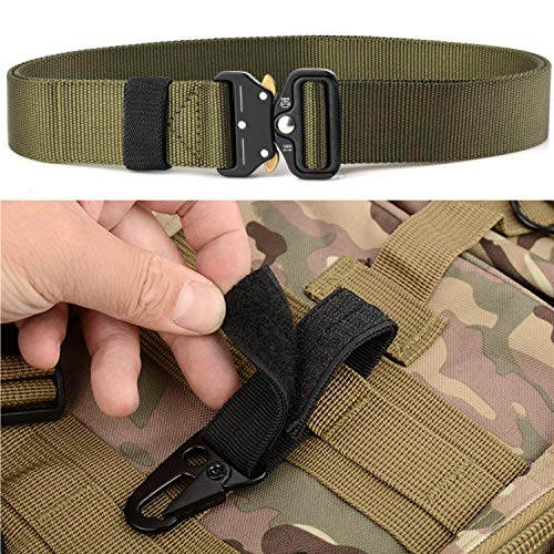 Chalier 2er Unisex Gürtel Cinturón, verde militar + negro, Talla única para Hombre