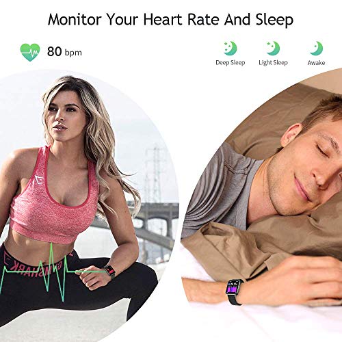 chalvh Smartwatch, 1.69" Táctil Completa Relojes Inteligentes Mujer Hombre, Podómetro Deportivo Smart Watch, Pulsómetros, Monitor de Sueño, Control de Musica, IP67 Impermeable reloj Para Android y iOS