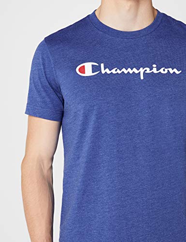 Champion Hombre - Camiseta Classic Logo - Azul, M