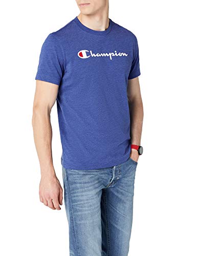 Champion Hombre - Camiseta Classic Logo - Azul, M