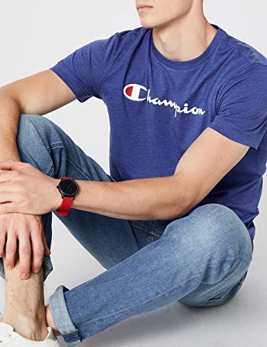 Champion Hombre - Camiseta Classic Logo - Azul, M