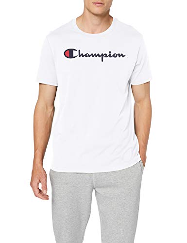 Champion Hombre - Camiseta Classic Logo - Blanco, M