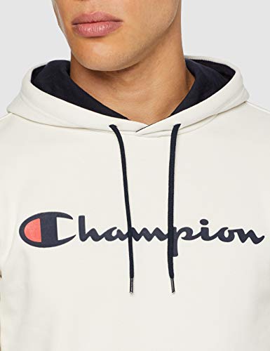 Champion Hombre - Sudadera con Capucha Classic Logo - Ecru, XL